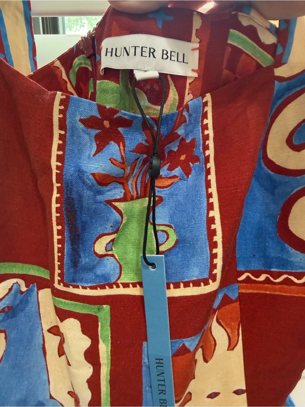 HUNTER BELL Red Multi Patchwork Print Midi Dress - Picture 5 of 6